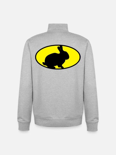 Rabbit logo - Unisex Organic Zip Sweatshirt by Stanley/Stella - heather grey