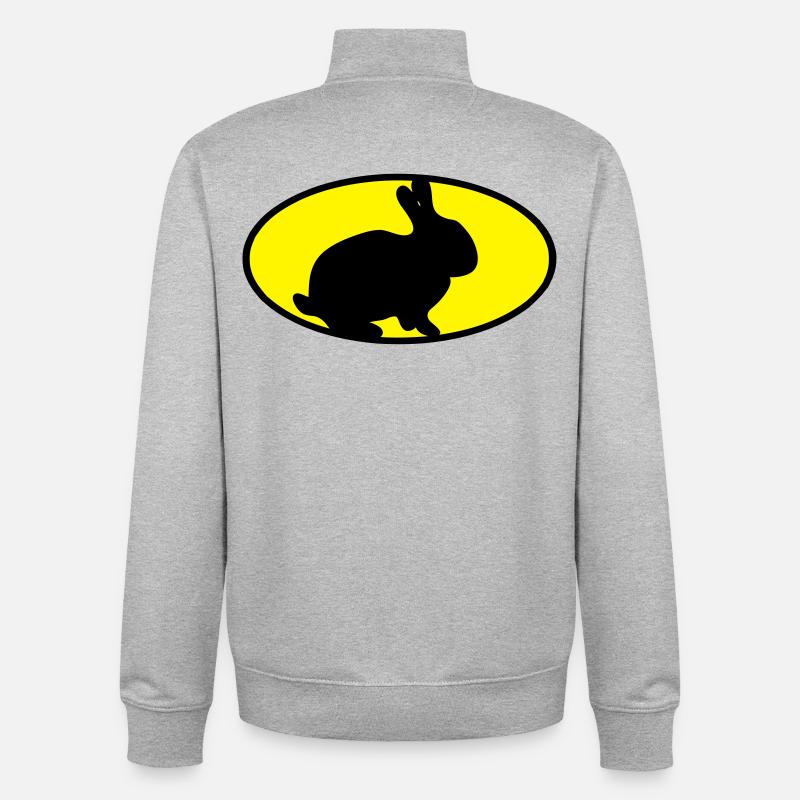 Rabbit logo - Unisex Organic Zip Sweatshirt by Stanley/Stella - heather grey