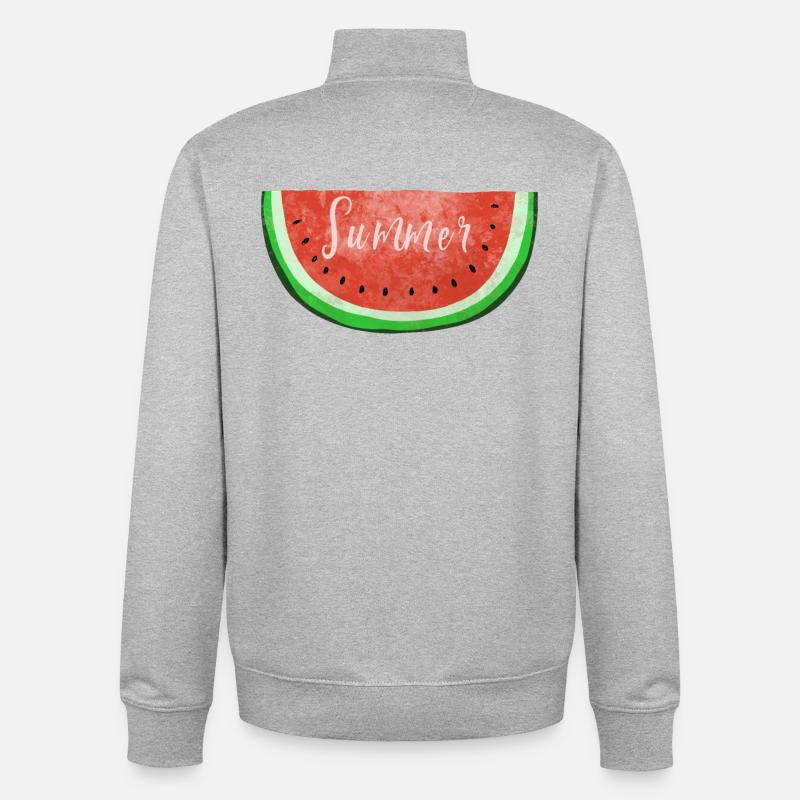 Été Melon d'eau - Melon - été - Sweat zippé unisexe en coton bio Stanley/Stella - gris chiné