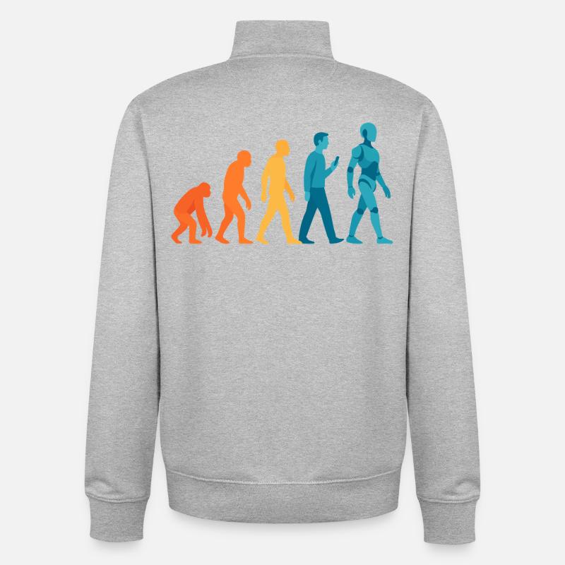 Evolution zum Roboter Outline - Unisex Organic Zip Sweatshirt von Stanley/Stella - Grau meliert