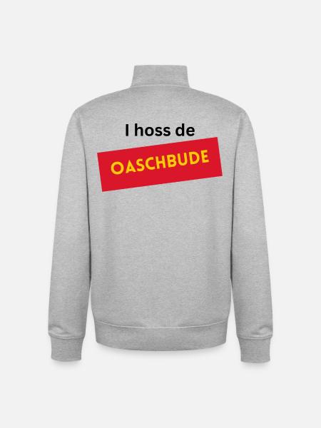 I hoss de Oaschbude - Unisex Organic Zip Sweatshirt von Stanley/Stella - Grau meliert