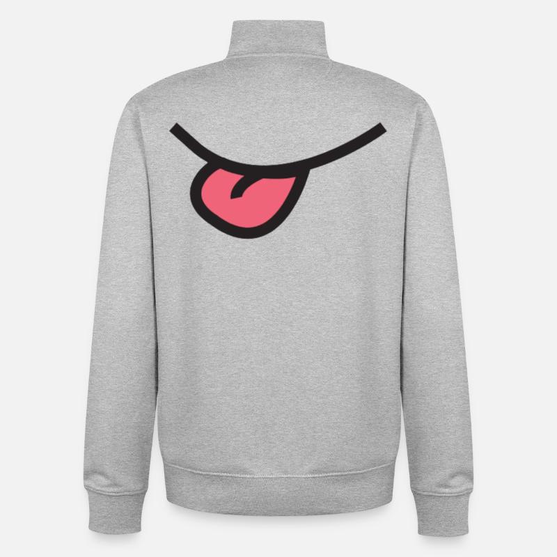 Tire pas ta langue !! - Sweat zippé unisexe en coton bio Stanley/Stella - gris chiné