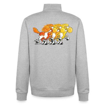 Cheval Islandais – Chevaux Islandais - Sweat zippé unisexe en coton bio Stanley/Stella - gris chiné - Dos - AI Model Male 185 light (185cm)