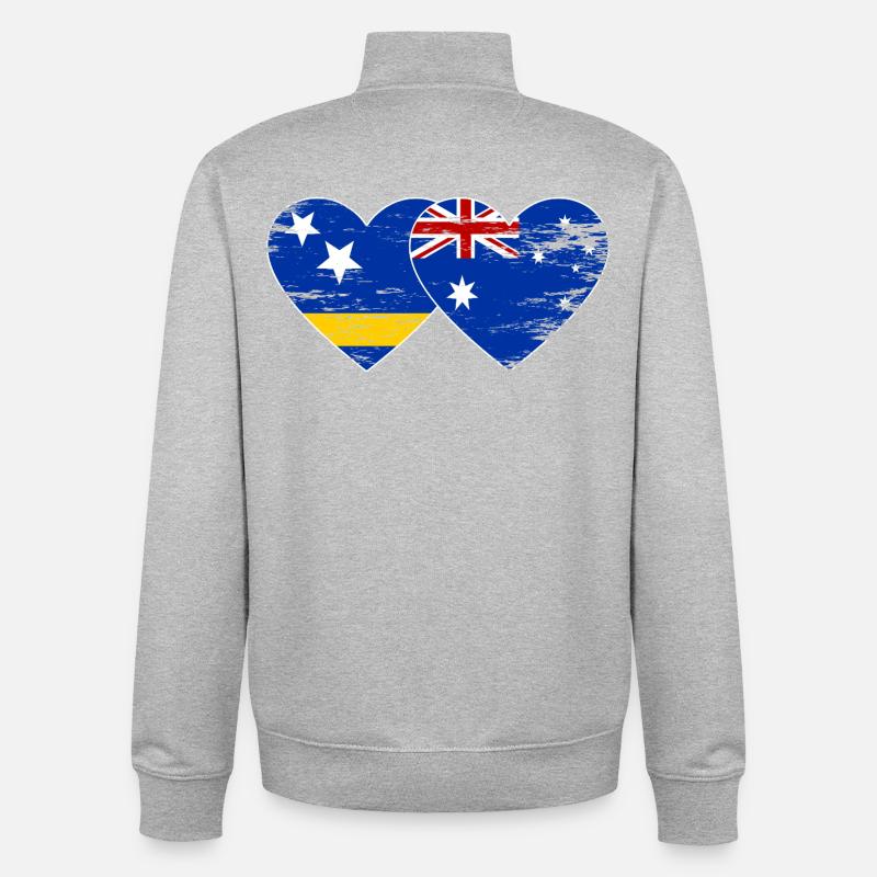 Curacao_Australien_Flagge_Herz_used - Sweat zippé unisexe en coton bio Stanley/Stella - gris chiné