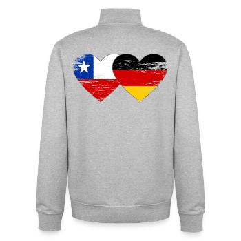 Chile Deutschland Flagge Herz - Unisex Organic Zip Sweatshirt von Stanley/Stella - Grau meliert - Hinten - AI Model Male 185 light (185cm)