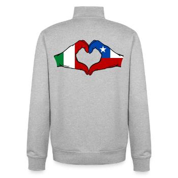Italien Chile Flagge Hände Herzform - Unisex Organic Zip Sweatshirt von Stanley/Stella - Grau meliert - Hinten - AI Model Male 185 light (185cm)