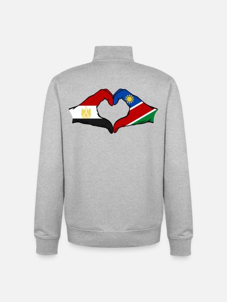 Ägypten_Namibia_Flagge_Haende_Herzform - Unisex Organic Zip Sweatshirt von Stanley/Stella - Grau meliert
