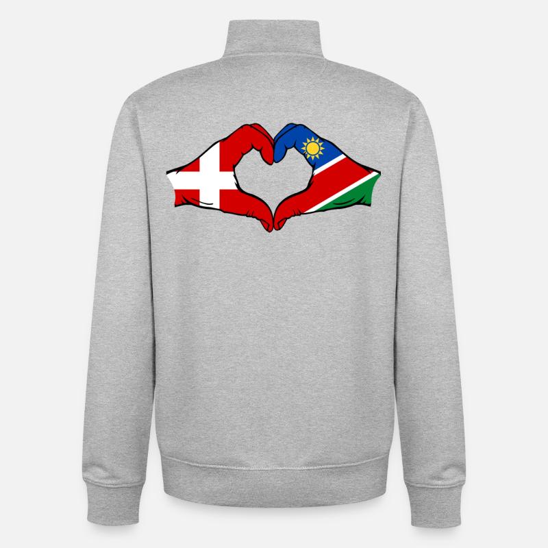 Dänemark Namibia Flagge Herz - Unisex Organic Zip Sweatshirt von Stanley/Stella - Grau meliert