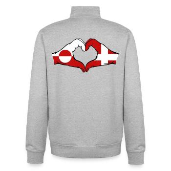 Grönland Dänemark Flagge Hände Herzform - Unisex Organic Zip Sweatshirt von Stanley/Stella - Grau meliert - Hinten - AI Model Male 185 light (185cm)