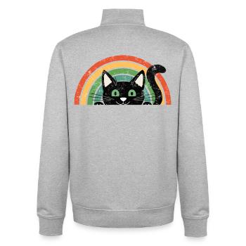 Schwarze Katze im Regenbogen Retro Rainbow Cats - Unisex Organic Zip Sweatshirt von Stanley/Stella - Grau meliert - Hinten - AI Model Male 185 light (185cm)