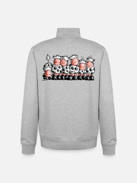 "Milk Bar" - Cow- vache - Sweat zippé unisexe en coton bio Stanley/Stella - gris chiné