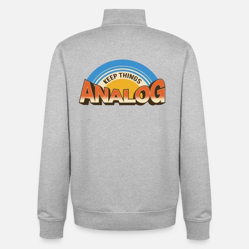 Keep Things Analog – Retro Tech-Statement - Unisex Organic Zip Sweatshirt von Stanley/Stella - Grau meliert