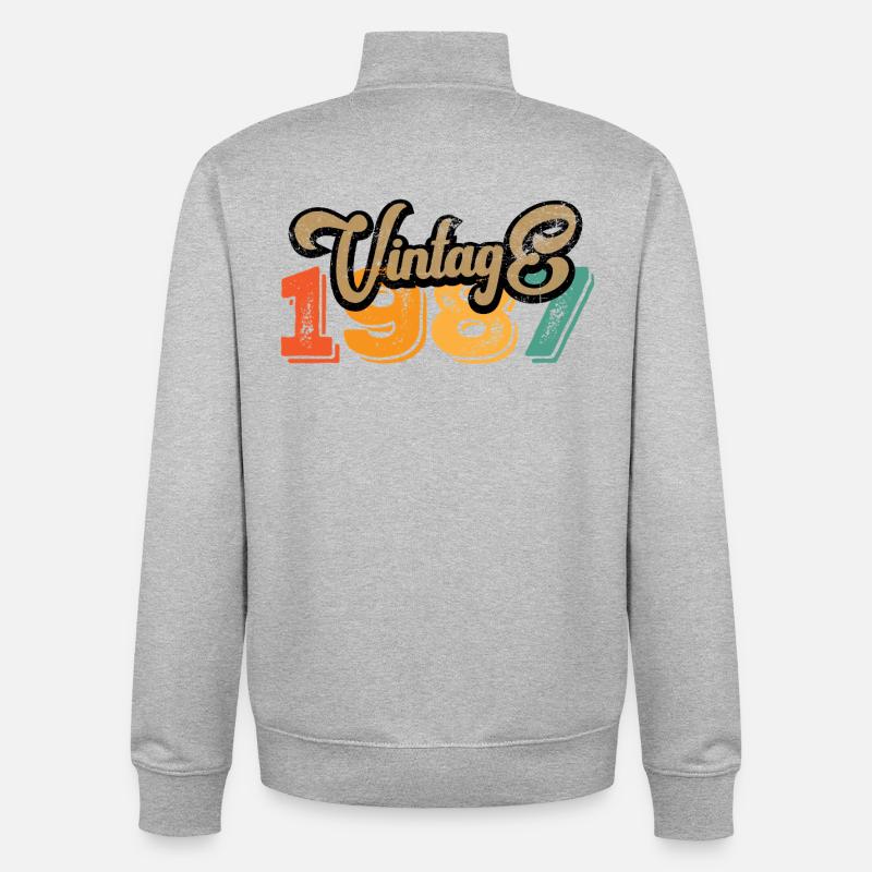 Millésime 1987 - Sweat zippé unisexe en coton bio Stanley/Stella - gris chiné