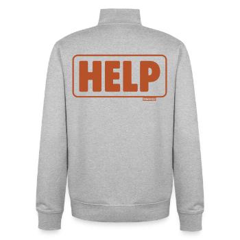 Emergency Sign Retro Design Help - Unisex Organic Zip Sweatshirt by Stanley/Stella - heather grey - Back - AI Model Male 185 light (185cm)
