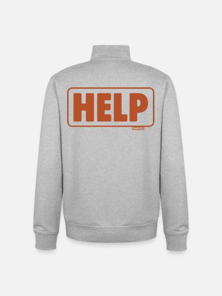 Emergency Sign Retro Design Help - Unisex Organic Zip Sweatshirt by Stanley/Stella - heather grey