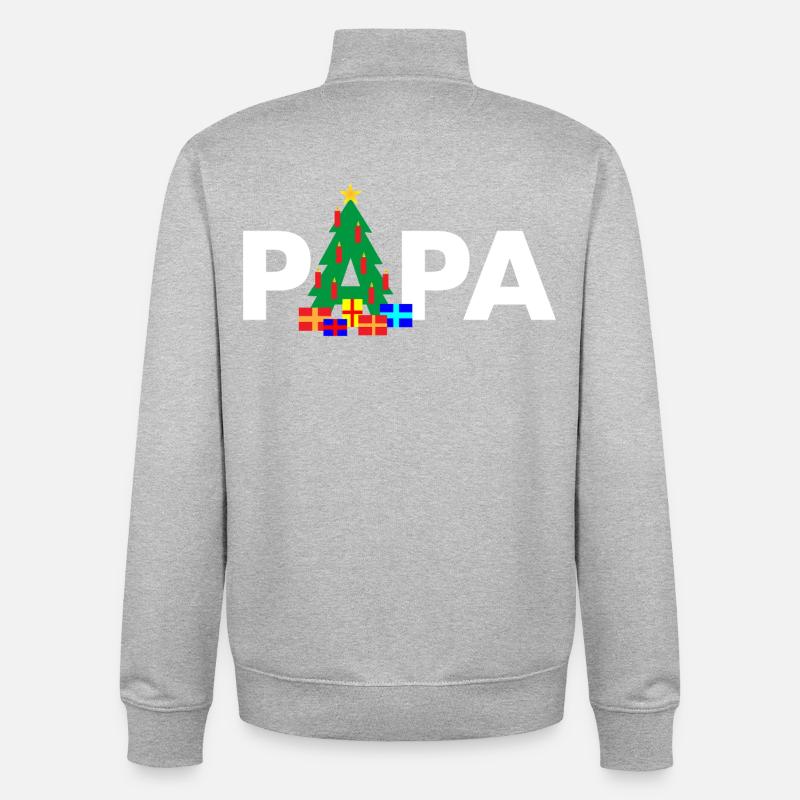 Papa Sapin de Noël - Sweat zippé unisexe en coton bio Stanley/Stella - gris chiné