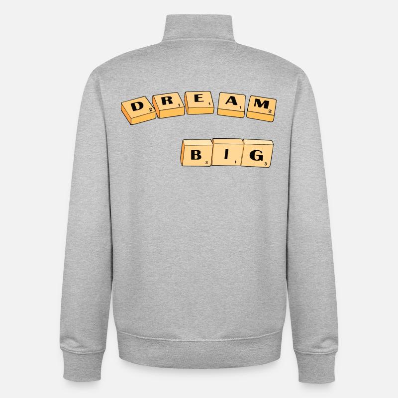 Dream Big Block Typography - Unisex Organic Zip Sweatshirt by Stanley/Stella - heather grey