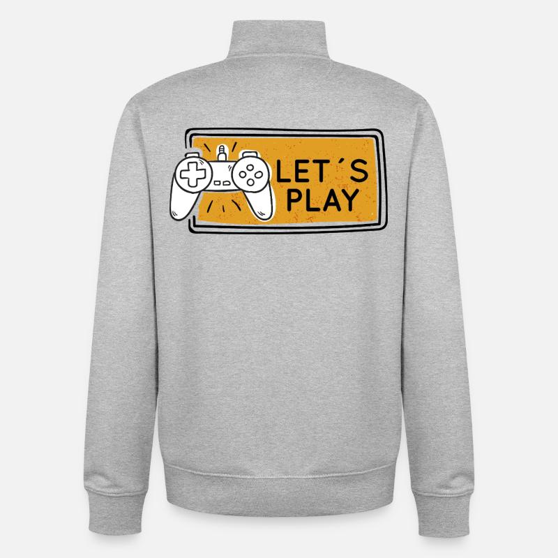 Let's Play Gaming Controller-Grafik - Unisex Organic Zip Sweatshirt von Stanley/Stella - Grau meliert
