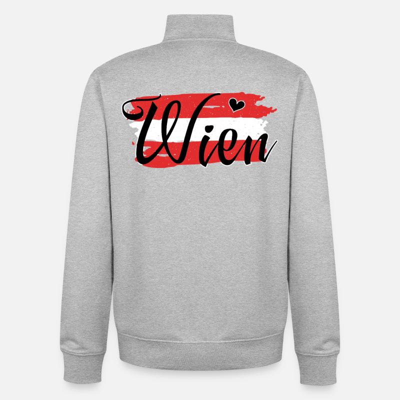 Drapeau Autriche Vienne - Sweat zippé unisexe en coton bio Stanley/Stella - gris chiné