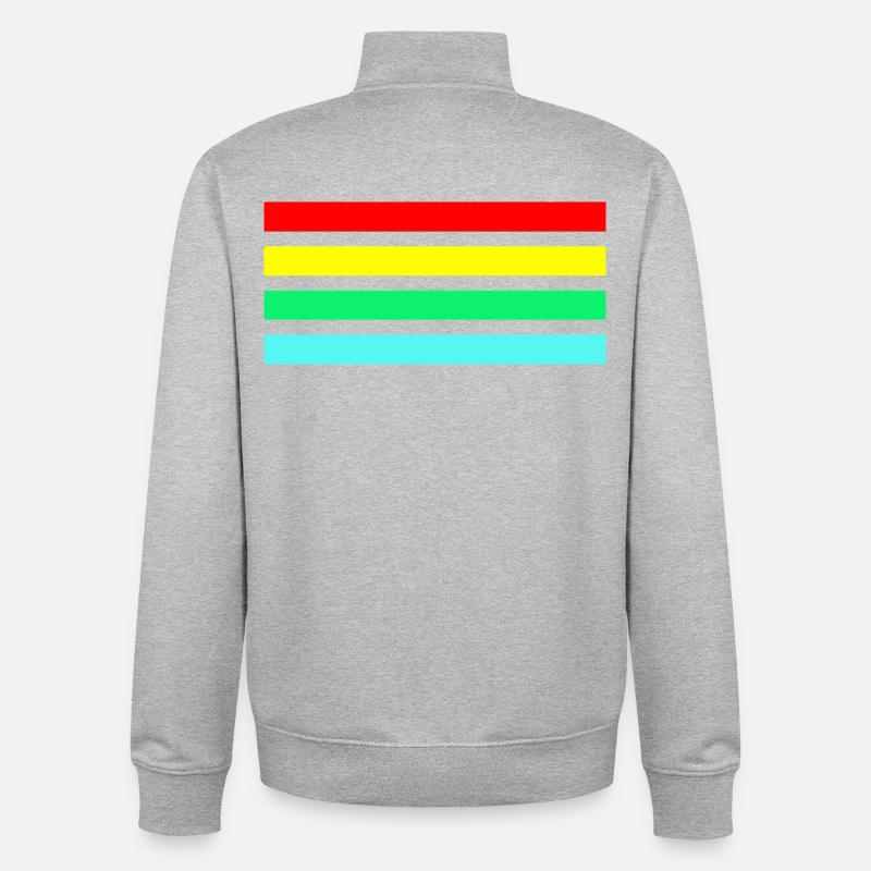 Retro neon arc stripe composition - Unisex Organic Zip Sweatshirt by Stanley/Stella - heather grey