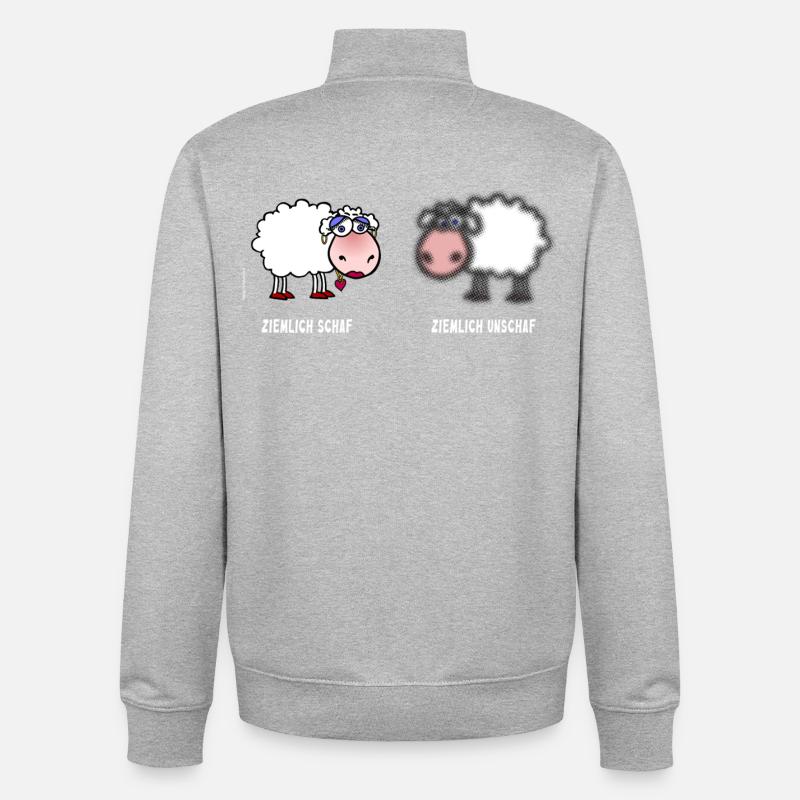 Moutons / Moutons | Jeu de mots - Sweat zippé unisexe en coton bio Stanley/Stella - gris chiné