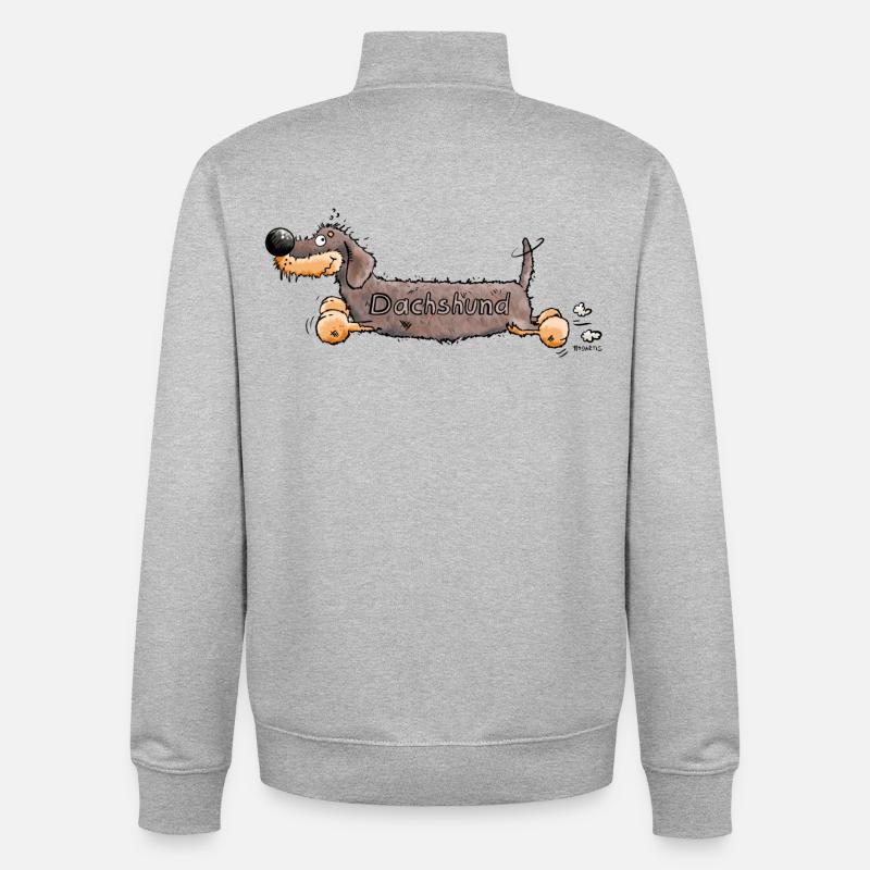 Mignon Dachshund - Sweat zippé unisexe en coton bio Stanley/Stella - gris chiné