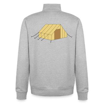 Zelt - Unisex Organic Zip Sweatshirt von Stanley/Stella - Grau meliert - Hinten - AI Model Male 185 light (185cm)