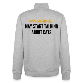 Aufmerksamkeit kann über Katzen sprechen - Unisex Organic Zip Sweatshirt von Stanley/Stella - Grau meliert - Hinten - AI Model Male 185 light (185cm)