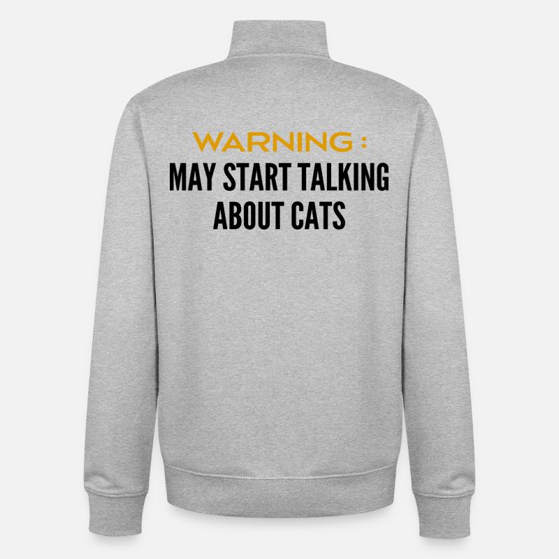 Attention Peut Parler De Chats - Sweat zippé unisexe en coton bio Stanley/Stella - gris chiné