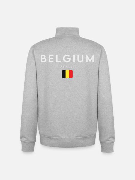 Flag of Belgium, Belgian pride - Unisex Organic Zip Sweatshirt by Stanley/Stella - heather grey