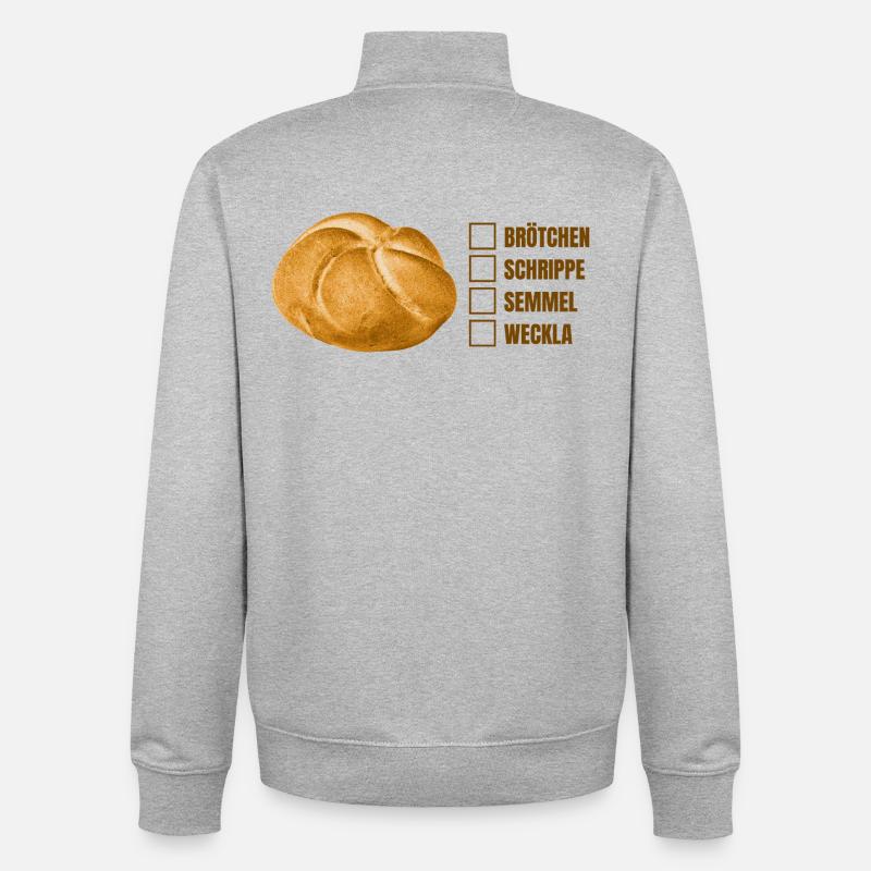 Brötchen oder Semmel? – Lustiges Dialekt-Design - Unisex Organic Zip Sweatshirt von Stanley/Stella - Grau meliert