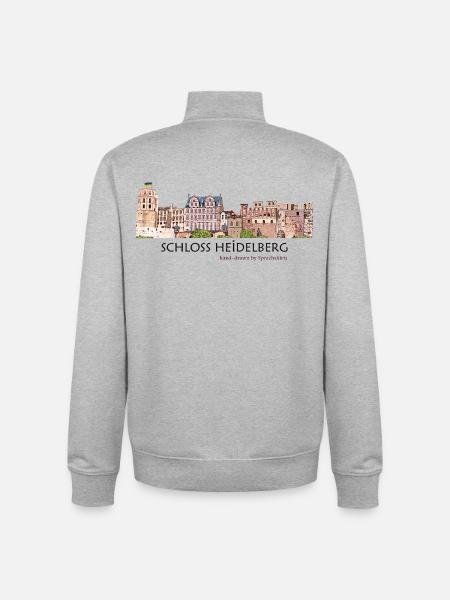 Heidelberg Castle Hand Drawing - Unisex Organic Zip Sweatshirt by Stanley/Stella - heather grey