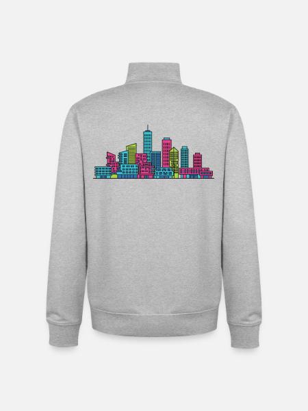 Rotterdam City Skyline Erasmus Bridge Art - Unisex Organic Zip Sweatshirt by Stanley/Stella - heather grey
