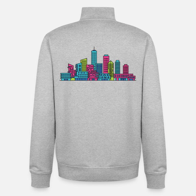 Rotterdam City Skyline Erasmus Bridge Kunst - Unisex Organic Zip Sweatshirt von Stanley/Stella - Grau meliert