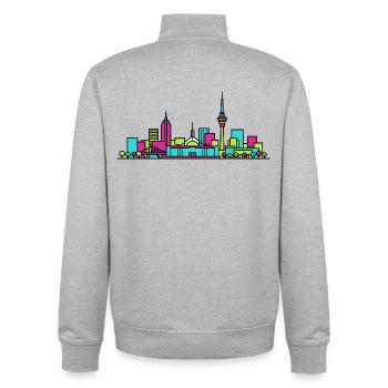 Canberra City Skyline Parlament: Moderne Kunst - Unisex Organic Zip Sweatshirt von Stanley/Stella - Grau meliert - Hinten - AI Model Male 185 light (185cm)