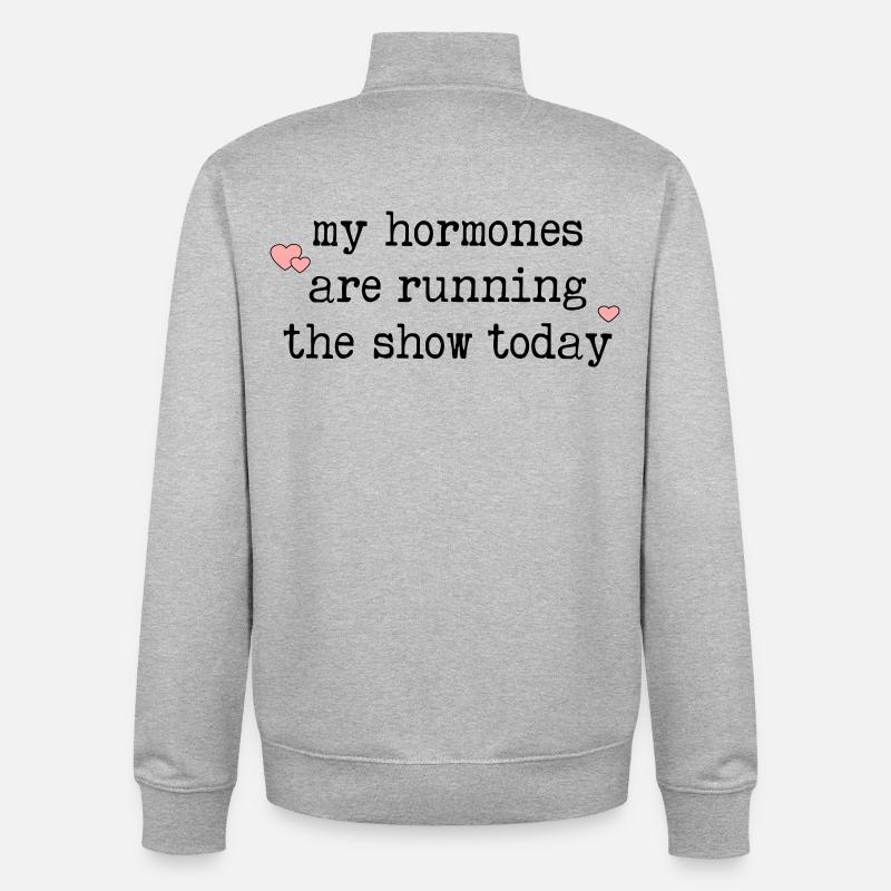 Hormones drôles Ménopause - Sweat zippé unisexe en coton bio Stanley/Stella - gris chiné