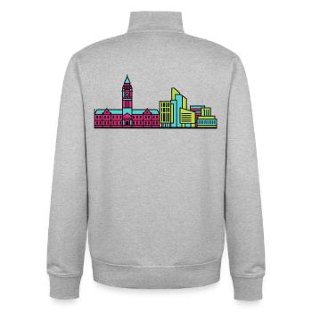 Bradford City Skyline Rathaus Moderne Linienkunst - Unisex Organic Zip Sweatshirt von Stanley/Stella - Grau meliert - Hinten - AI Model Male 185 light (185cm)