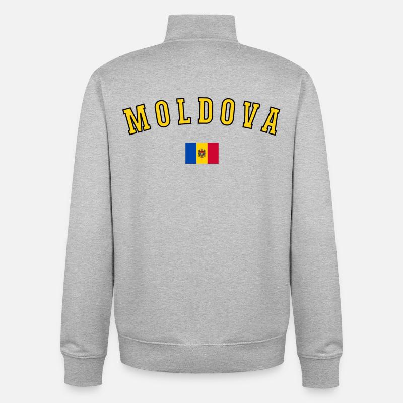 Drapeau de la Moldavie - Sweat zippé unisexe en coton bio Stanley/Stella - gris chiné