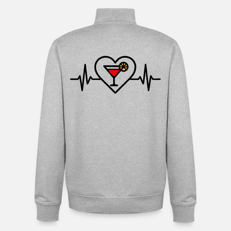 Cocktail Cœur Apéritif Boisson - Sweat zippé unisexe en coton bio Stanley/Stella - gris chiné