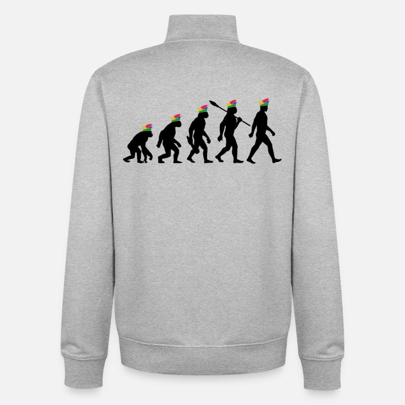 Homo Karnevalis | Evolution der Narren, Fastnacht - Unisex Organic Zip Sweatshirt von Stanley/Stella - Grau meliert