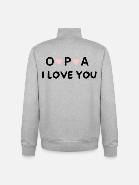 Bedstefar, jeg elsker dig – Gave til den bedste bedstefar - Stanley/Stella unisex sweatshirt med lynlås i økologisk - grå meleret