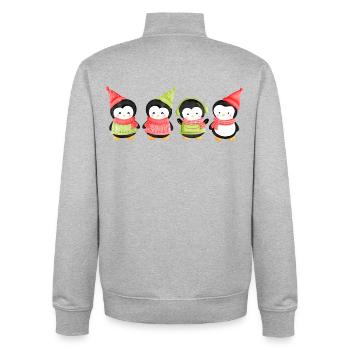 Lustige Pinguin-Weihnachten. Weihnachts-Pinguin - Unisex Organic Zip Sweatshirt von Stanley/Stella - Grau meliert - Hinten - AI Model Male 185 light (185cm)