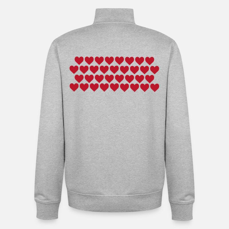 Rote Herzen - Unisex Organic Zip Sweatshirt von Stanley/Stella - Grau meliert