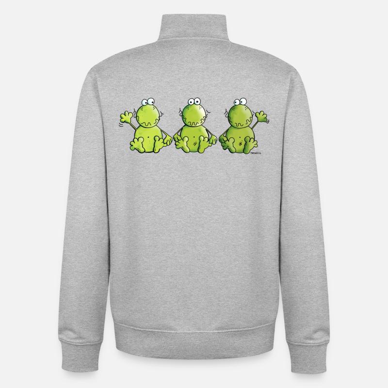 Three Frogs - Unisex Organic Zip Sweatshirt by Stanley/Stella - heather grey