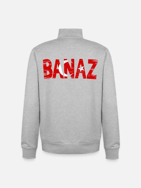 Banaz Usak Turkey Flag - Unisex Organic Zip Sweatshirt by Stanley/Stella - heather grey