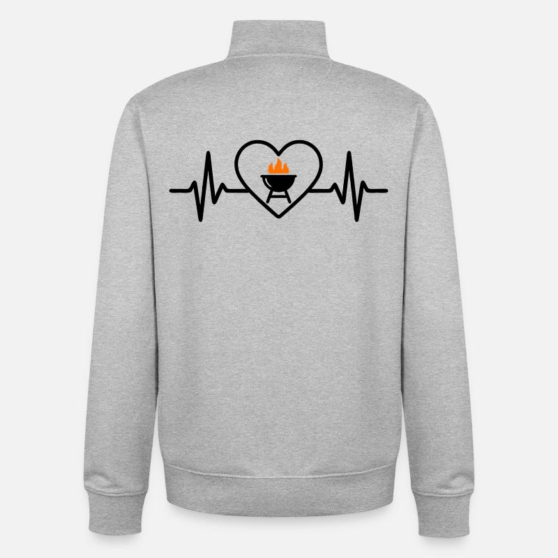Herz Barbecue – Grillleidenschaft - Unisex Organic Zip Sweatshirt von Stanley/Stella - Grau meliert