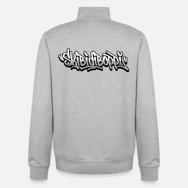 Scripts de graffiti Skibidiboppi - Sweat zippé unisexe en coton bio Stanley/Stella - gris chiné