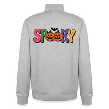 Spooky Kürbis Halloween - Unisex Organic Zip Sweatshirt von Stanley/Stella - Grau meliert - Hinten - AI Model Male 185 light (185cm)
