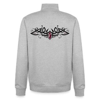Tribal Tattoo Ornament avec gemme - Sweat zippé unisexe en coton bio Stanley/Stella - gris chiné - Dos - AI Model Male 185 light (185cm)