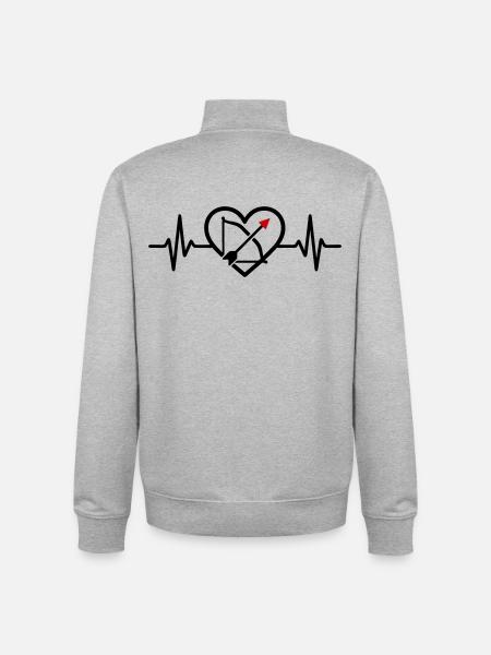 Archery Heart Arrow Bow Sports - Unisex Organic Zip Sweatshirt by Stanley/Stella - heather grey